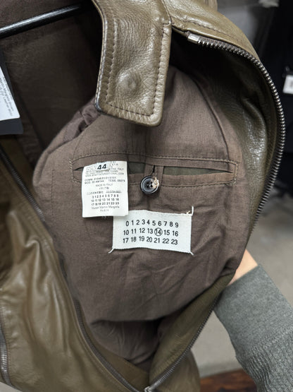 Maison Margiela ‘5-Zip’ Brown Calfskin Leather Jacket