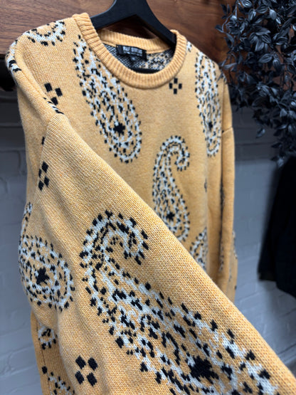 AW2004 Raf Simons ‘Waves’ Yellow Paisley Knit Sweater