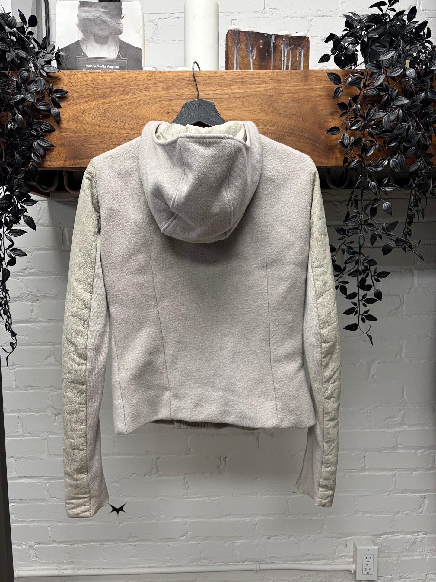 Rick Owens ‘Scuba’ O&M era Wool/Leather Pearl Hooded Zip-Up Jacket