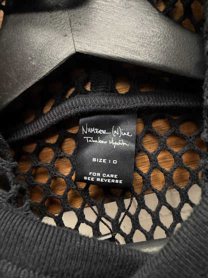 SS2004 Number (N)ine ‘Dream Baby Dream’ Black Fishnet Mesh Cutoff Hoodie