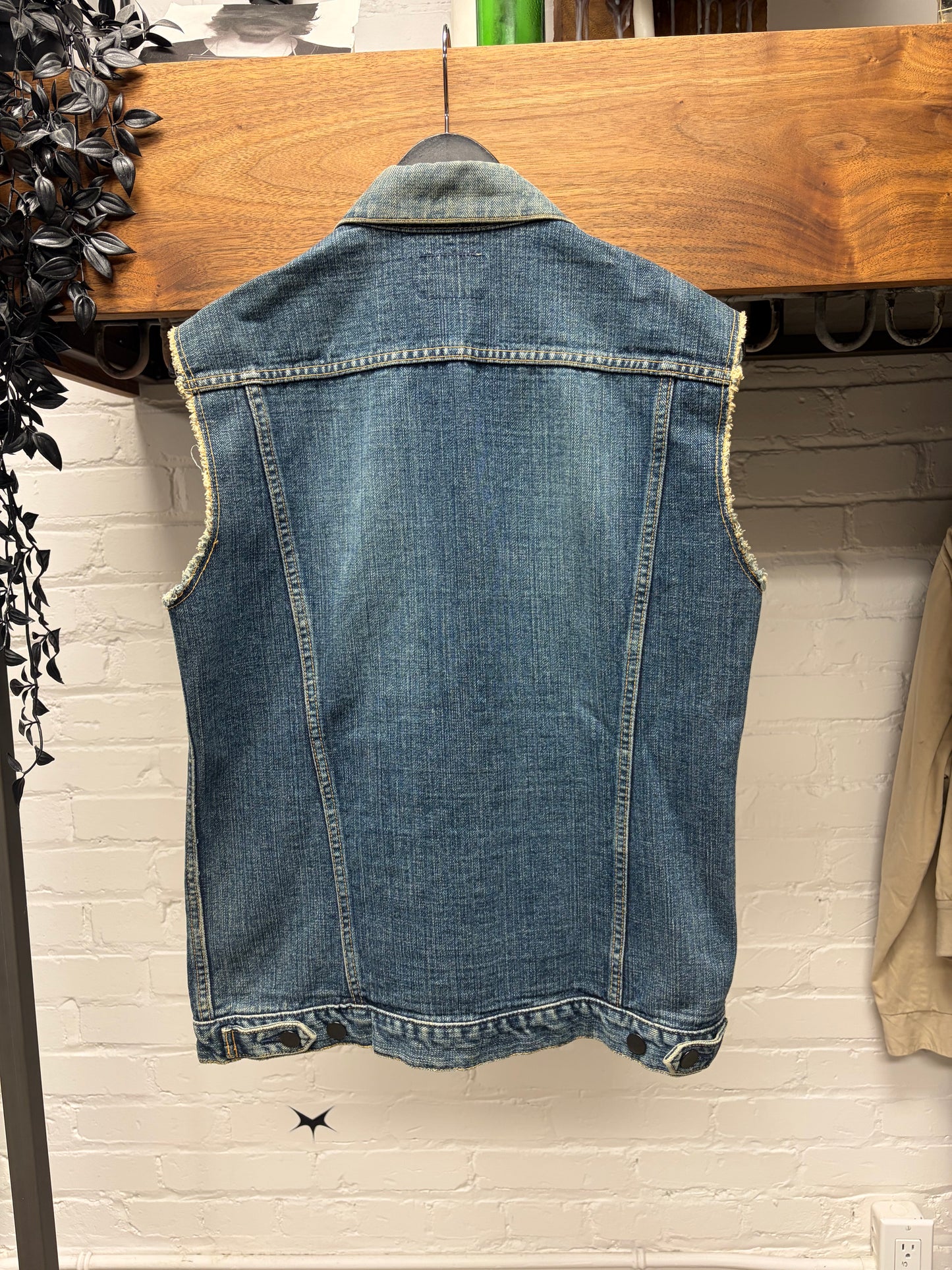 Number (N)ine ‘Pain Patch’ Blue Denim Trucker Vest