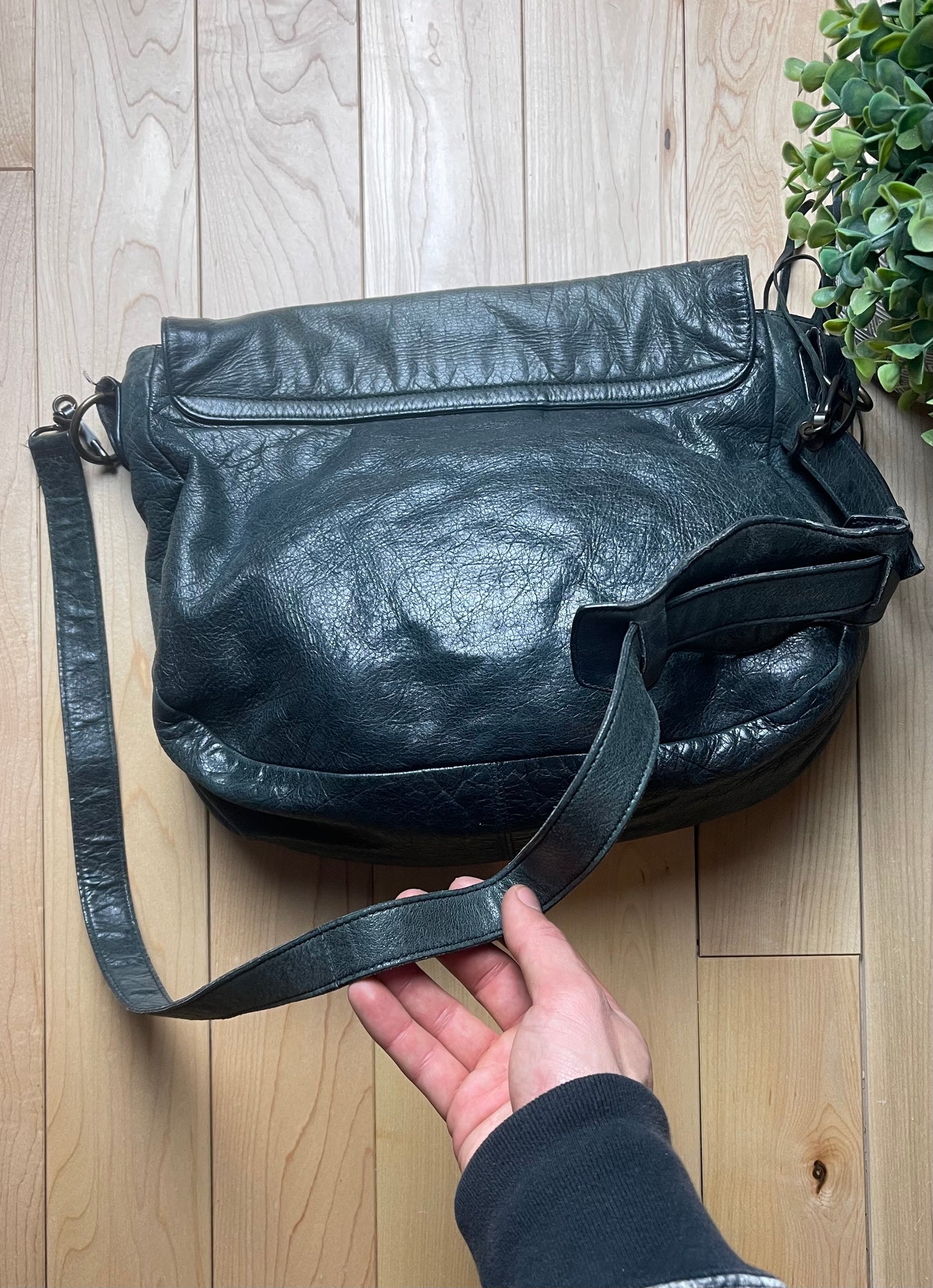 Balenciaga City Crossbody Gray Leather Flap Closure Sling Bag