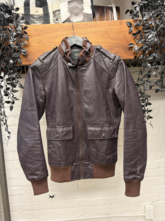 Hysteric Glamour Deep Purple/Brown Leather Moto Jacket