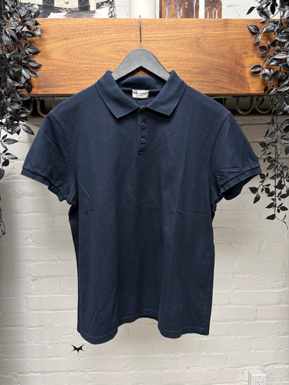 2019 Saint Laurent ‘YSL’ Embroidered Logo Polo