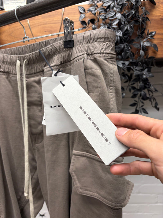 Rick Owens Dust Brown Cargo Jogger Drawstring Sweatpants