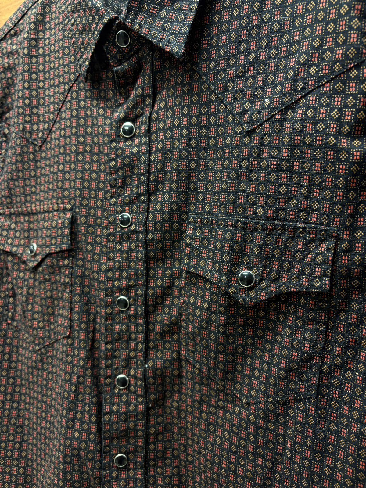 2019 Saint Laurent Black/Red Patterned Button Snap Western Shirt