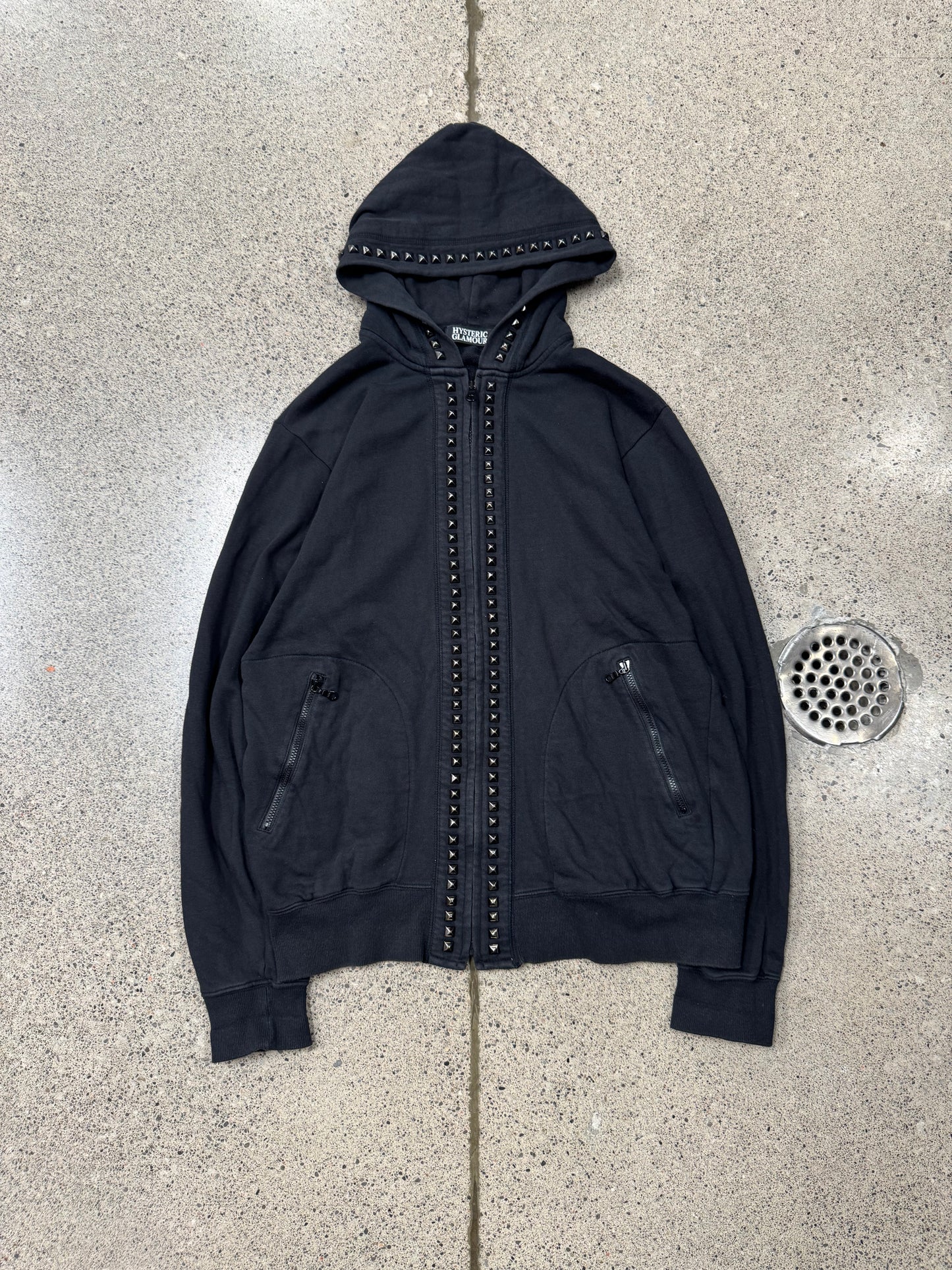 Hysteric Glamour Studded Black Zip-Up Hoodie