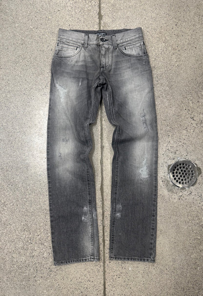 2000s Dolce & Gabbana Washed Grey Distressed Denim