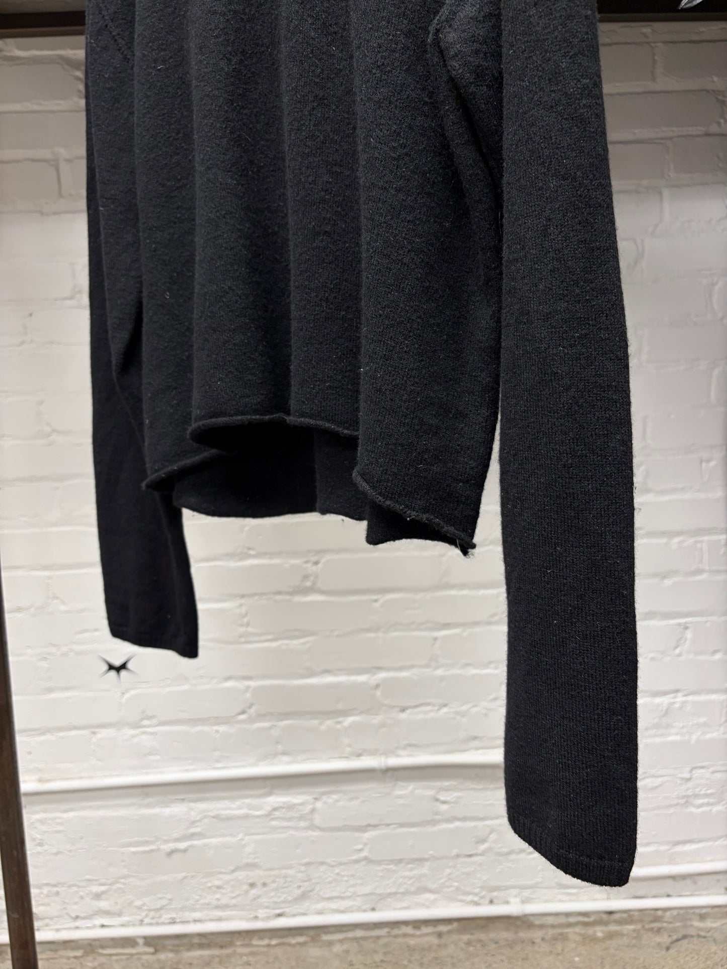 Yohji Yamamoto Pour Homme Cropped Black Wool Sweater