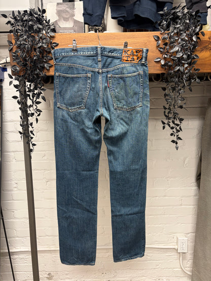 Kapital Raw Washed Indigo Blue Bootcut Denim