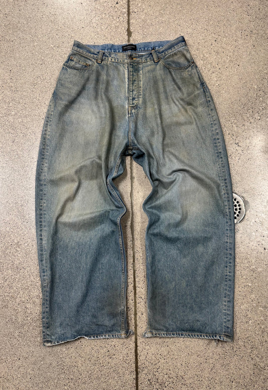2022 Balenciaga ‘Mudwash’ Oversized Baggy Blue Denim