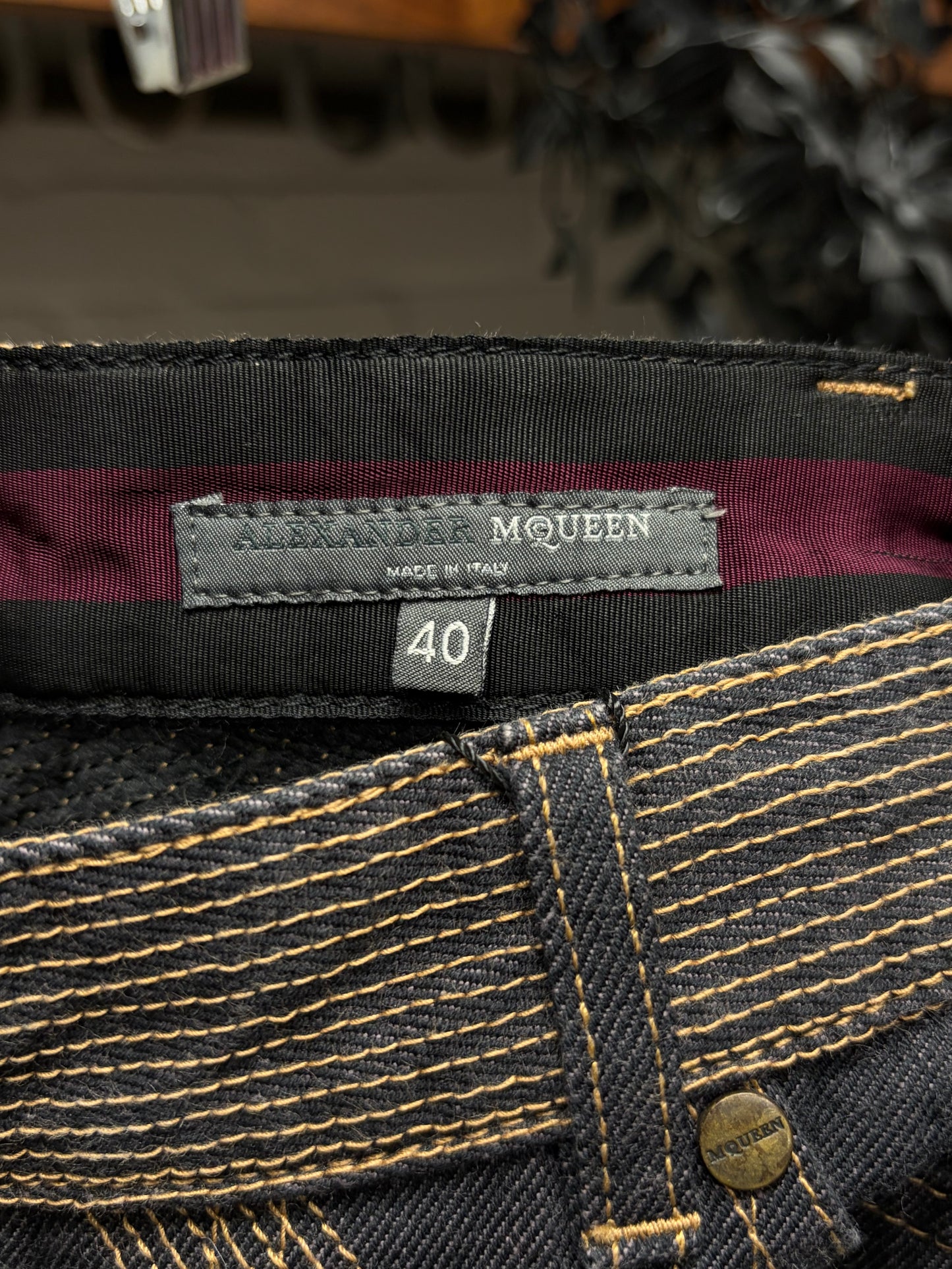 AW2002 Alexander McQueen Contrast Stitch Flared Denim