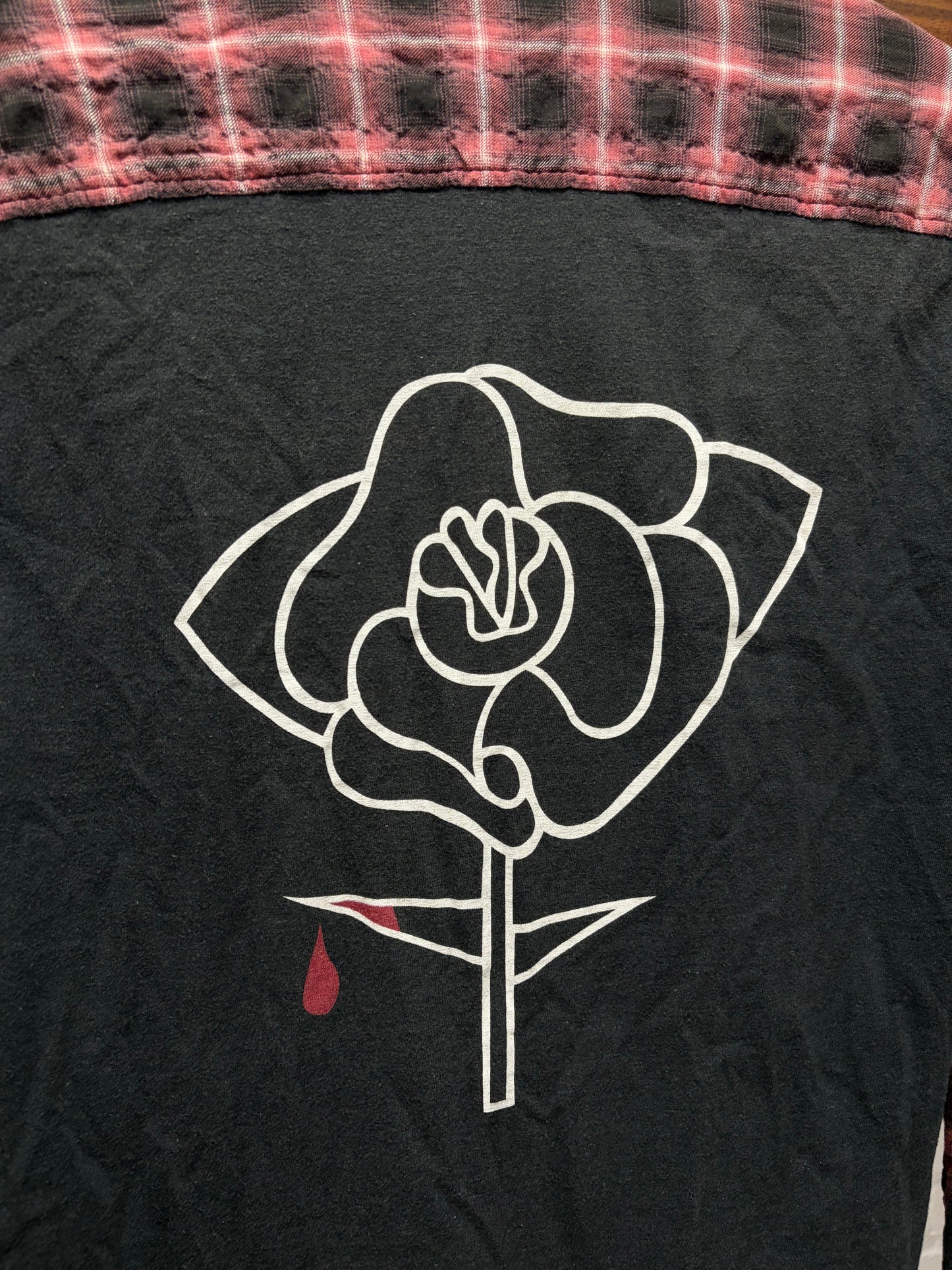SS2007 Undercover Hybrid ‘Bleeding Rose’ Reconstructed T-Shirt Flannel