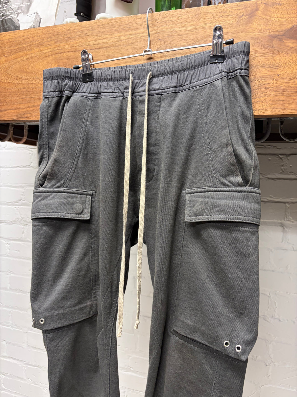 SS2019 Rick Owens ‘Babel’ Blujay Grey Cargo Jogger Drawstring Sweatpants