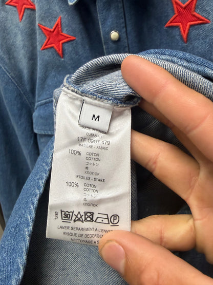 AW2017 Givenchy ‘Stars’ Blue Denim Pearl Button Snap Shirt