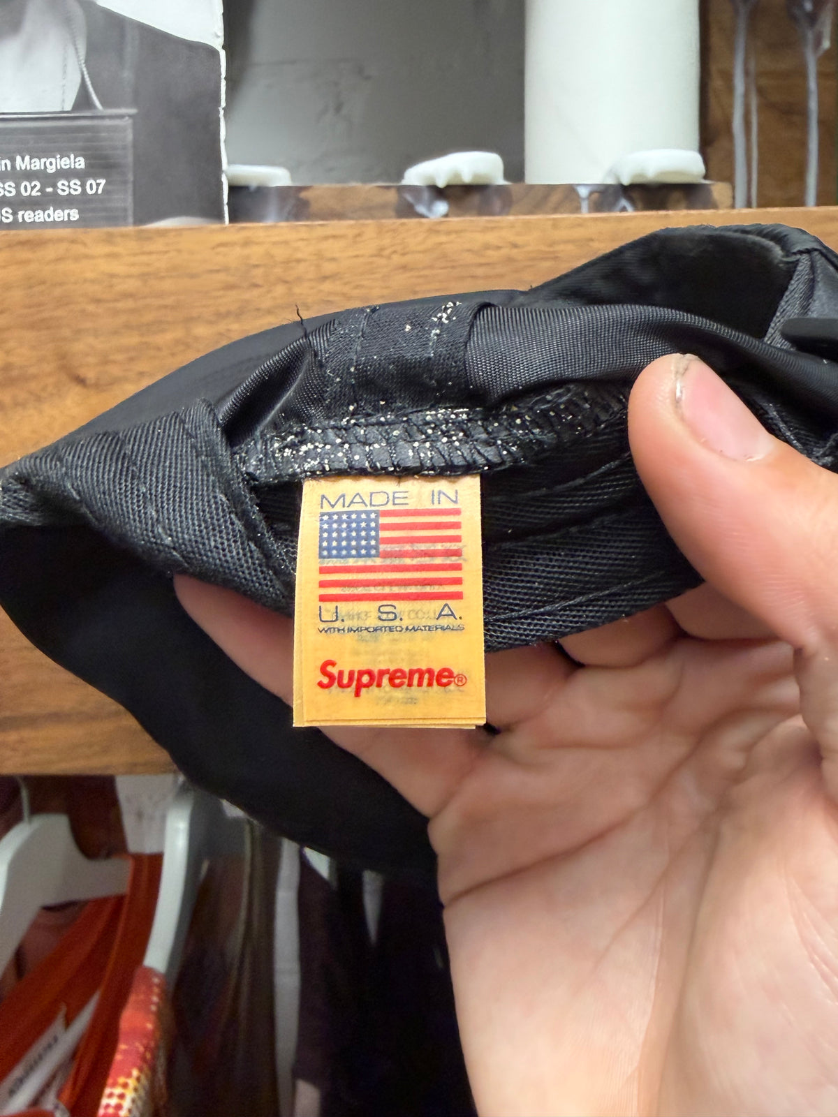 AW2024 Supreme Black Nylon ‘Small Box Logo’ 6 Panel Hat