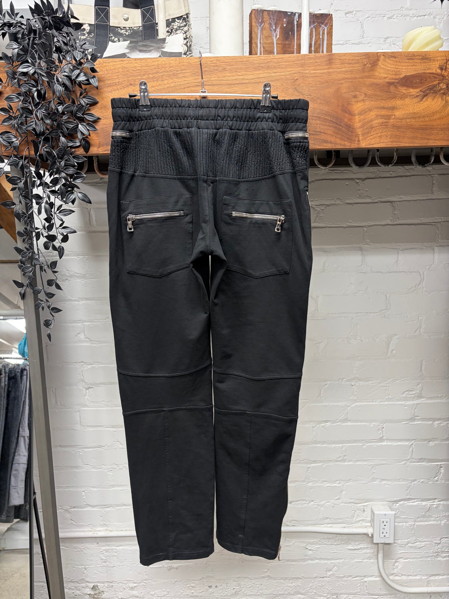 Balmain Side-Zip Black Drawstring Sweatpants