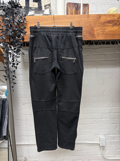 Balmain Side-Zip Black Drawstring Sweatpants