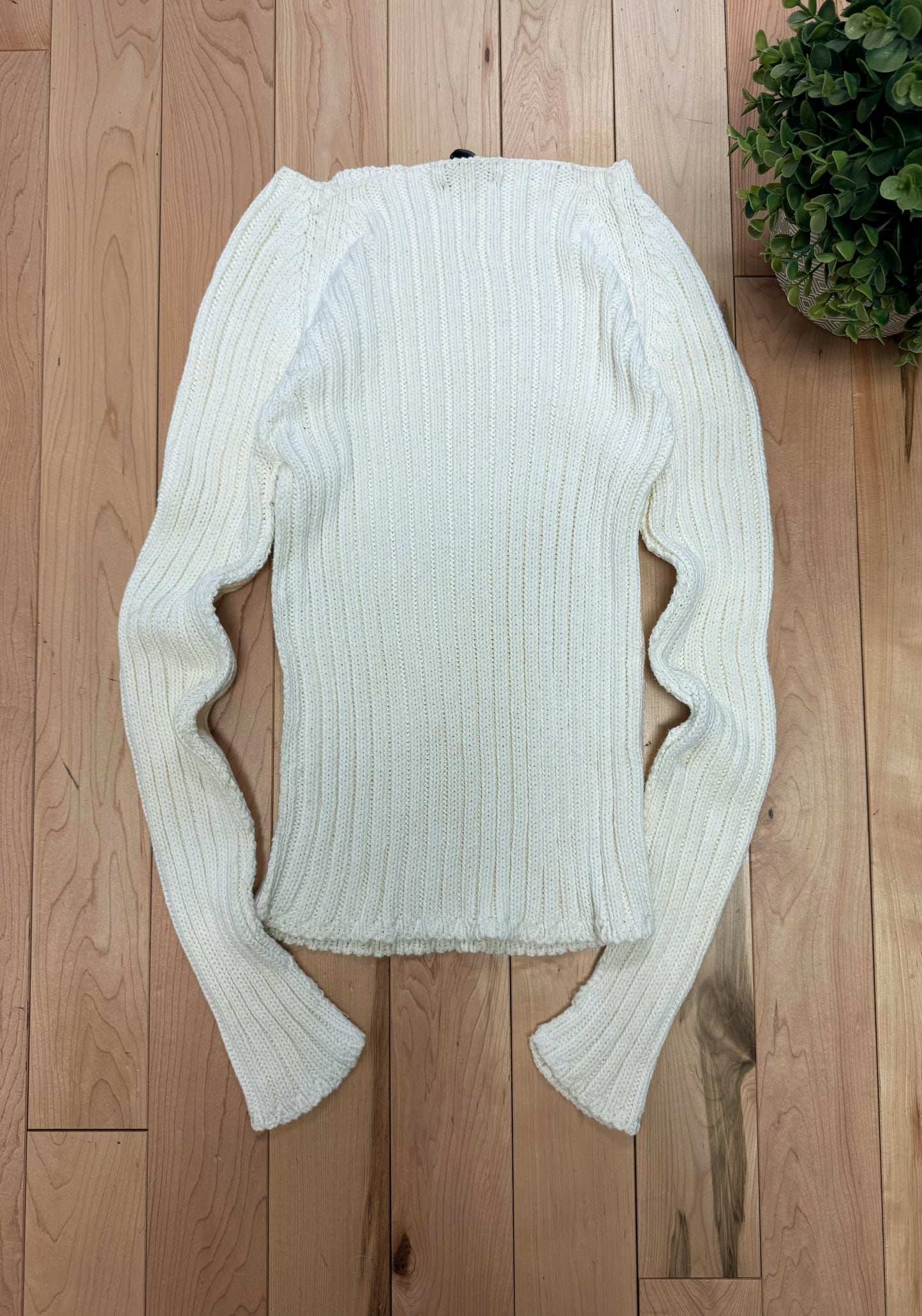 Gucci by Tom Ford Cream/White Wool Ribbed Knit Sweater