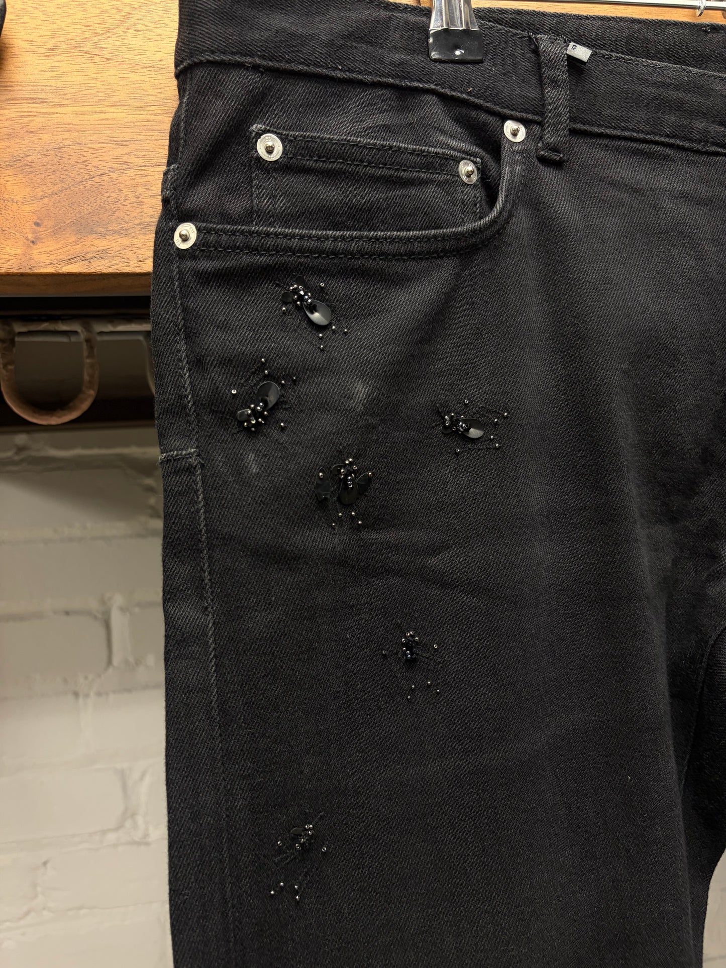 Dior Homme ‘Sequin Bug Denim’ Black Skinny Jeans