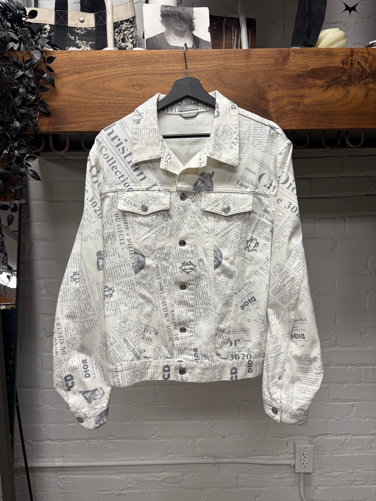 2020 Dior x Daniel Arsham ‘Newspaper Print’ Denim Trucker Jacket