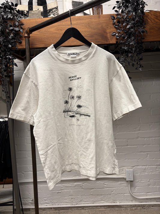 Acne Studios ‘Peace Gallery’ White Cropped Fit Graphic T-Shirt