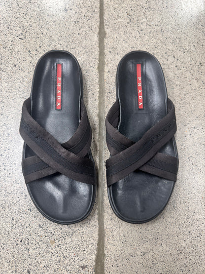 2000s Prada Sport ‘Cross Strap’ Leather Sandals