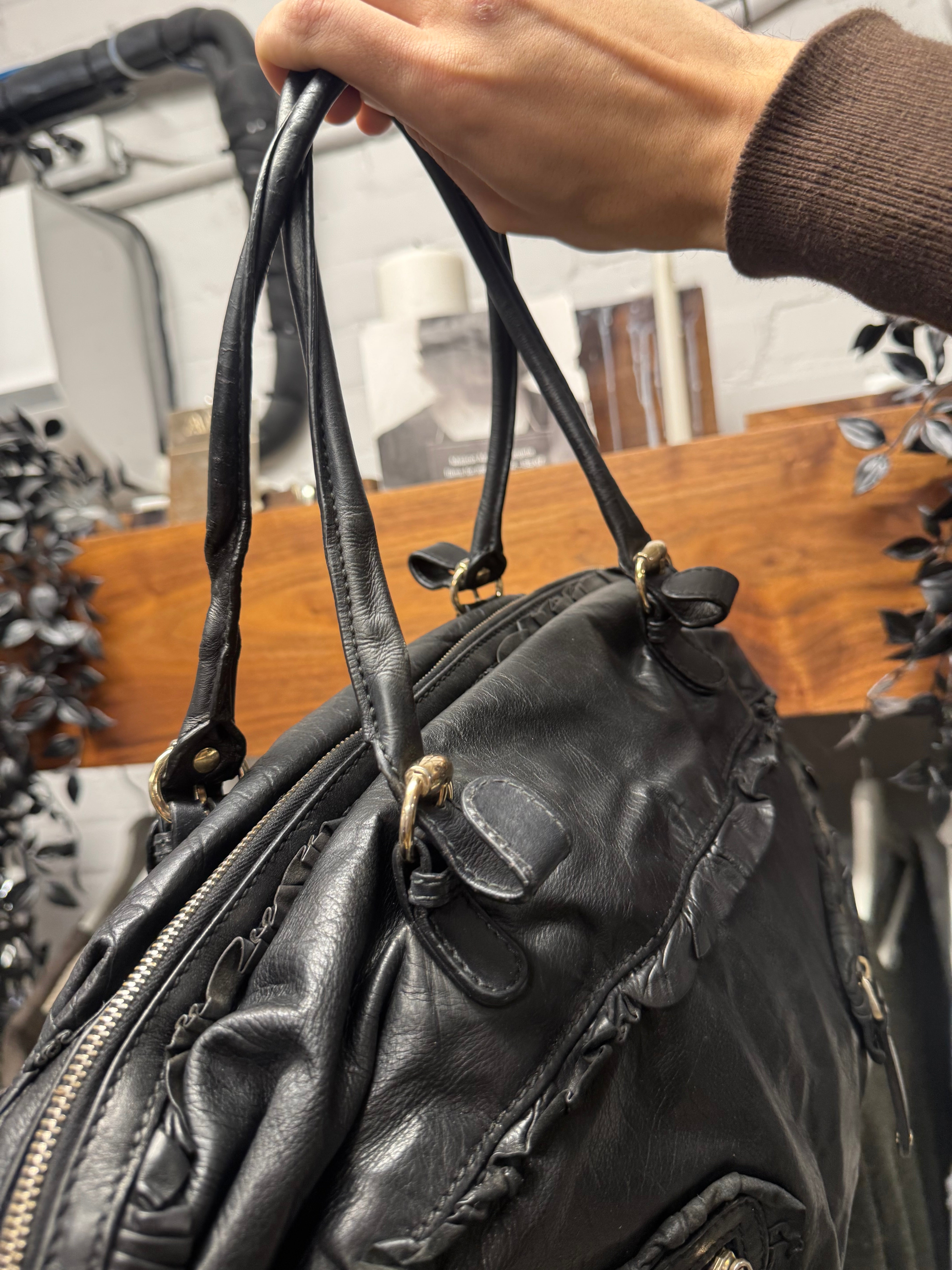 2000s Gucci 'Sabrina' Black Calfskin Leather Boston Bag