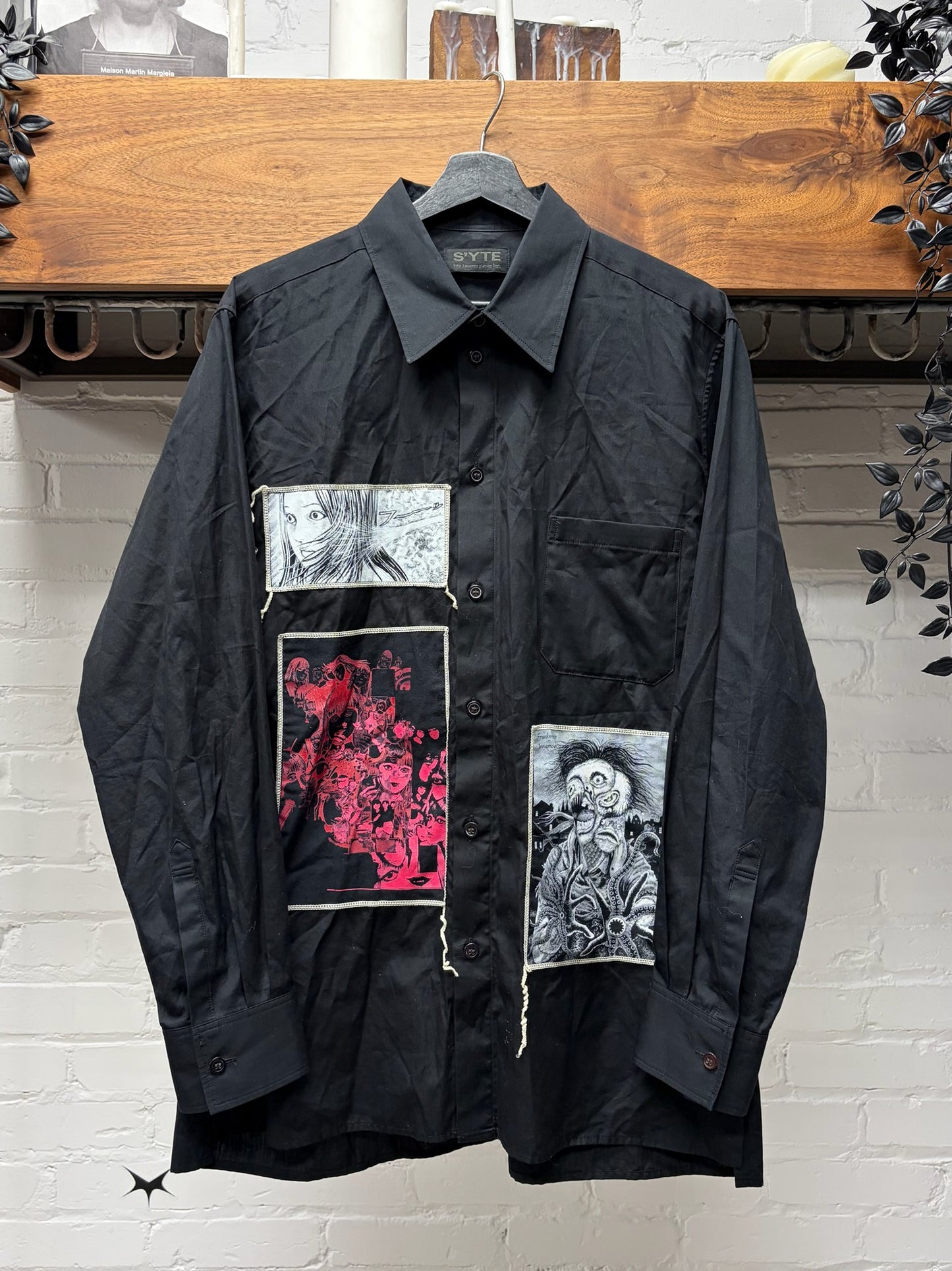Yohji Yamamoto ‘Junji Ito’ Uzumaki Black Patchwork S’Yte Button Up Shirt
