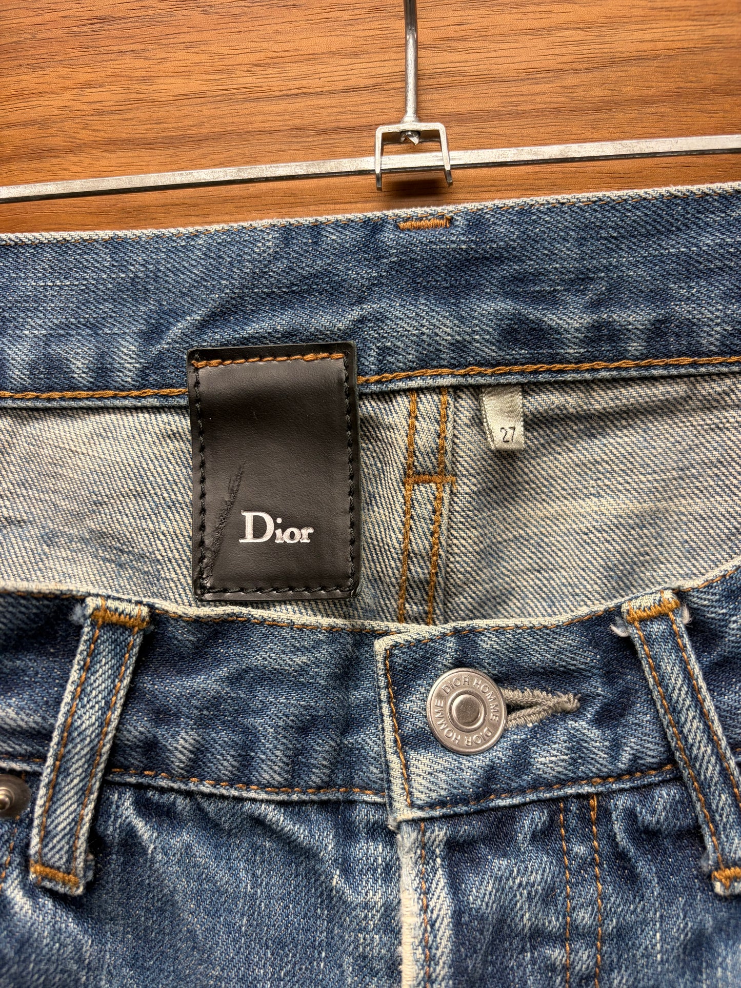 Dior Homme Unaltered Blue Sashiko Repaired Skinny Jeans