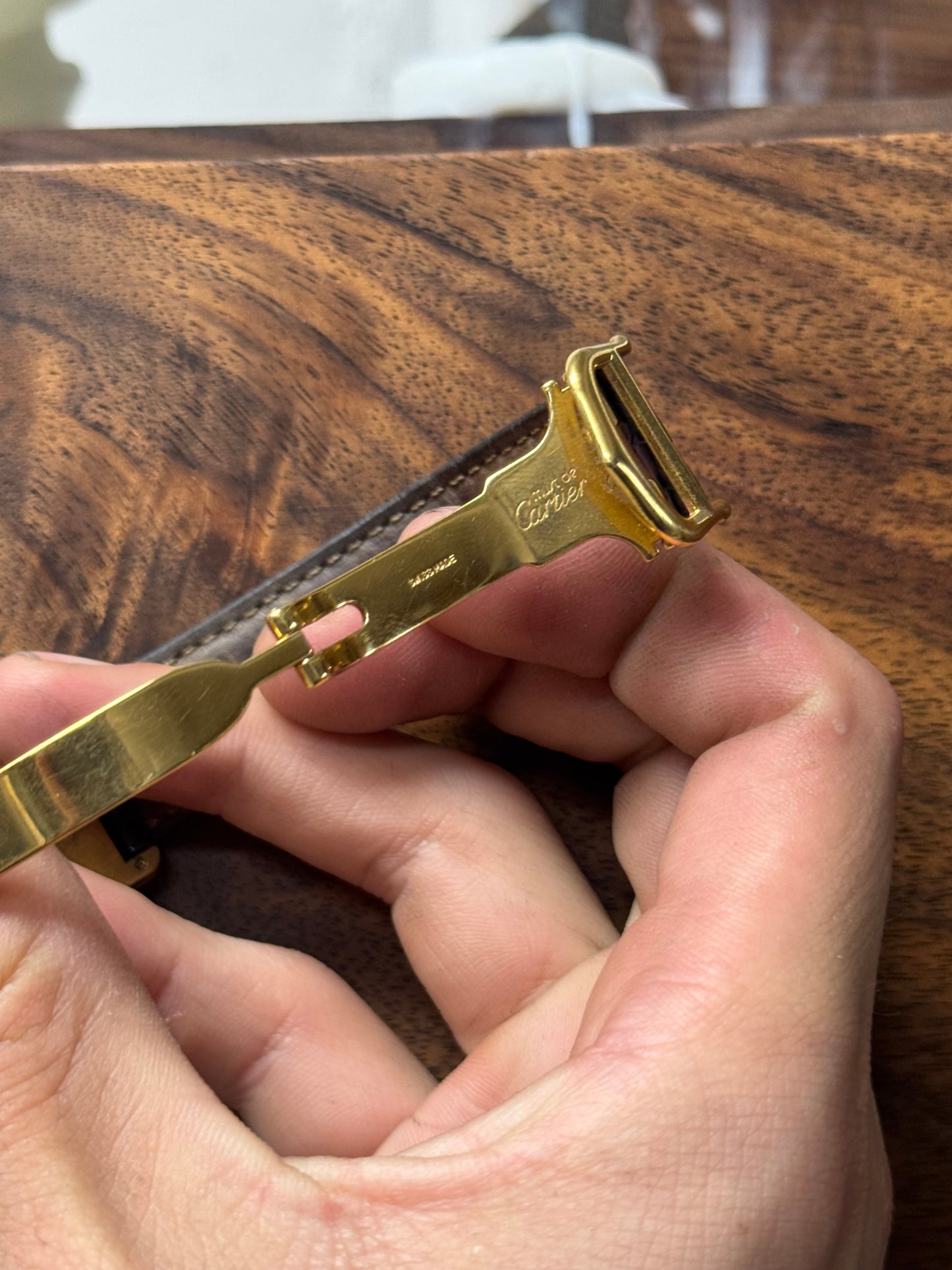 Vintage Cartier ‘Tank’ Vermeil 1613 With Genuine Crocodile Leather Band