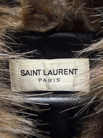 2019 Saint Laurent By Anthony Vacarello Faux Fur Heavyweight Brown Jacket