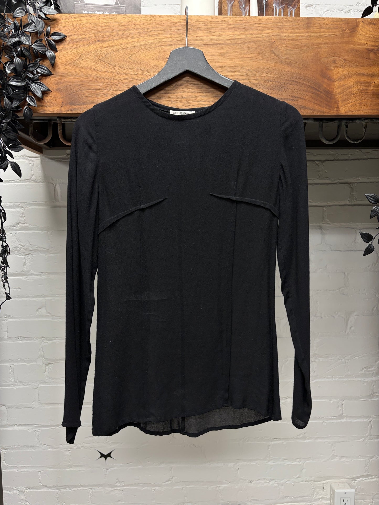 Ann Demeulemeester Darted Black Rayon Long Sleeve Shirt