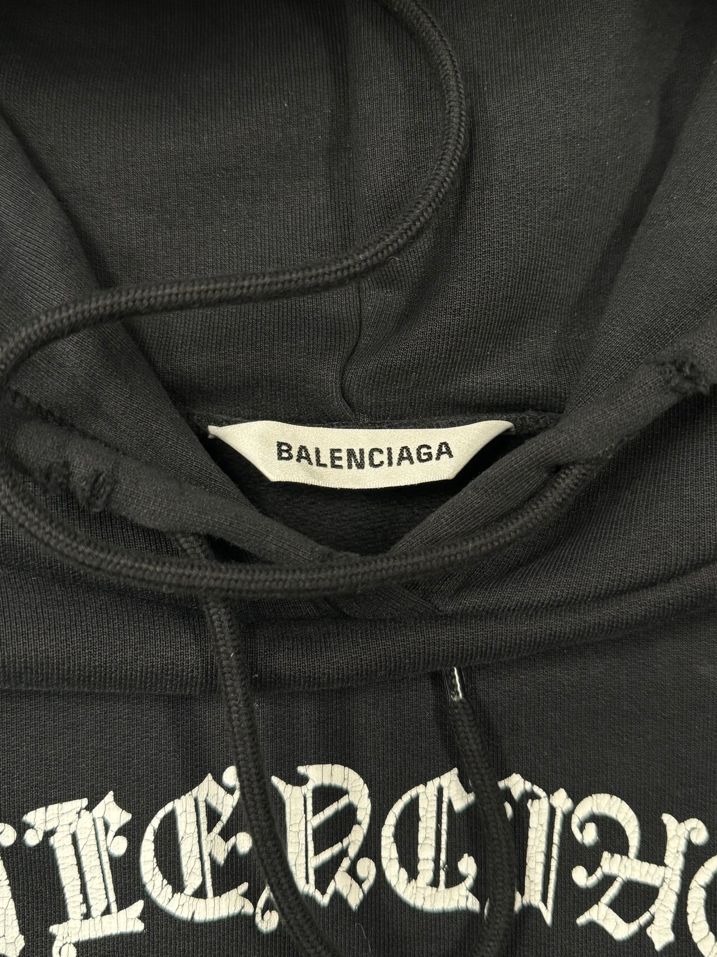 AW2020 Balenciaga ‘Free Your Mind’ Distressed Black Hoodie