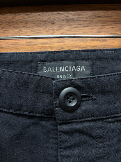 2023 Balenciaga Black Ripstop Convertible Flared Leg Cargo Pants