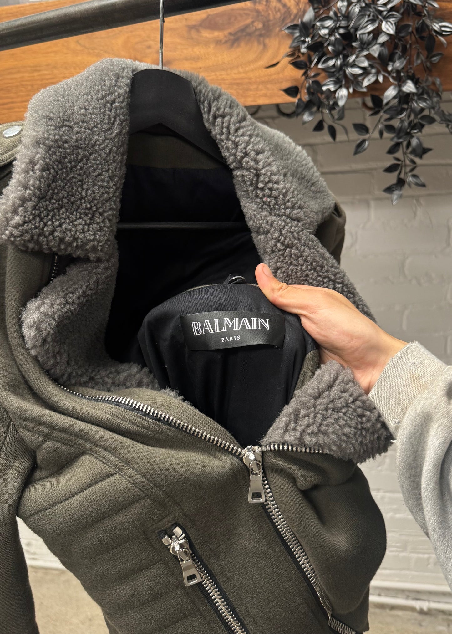 AW2014 Balmain by Olivier Rousteing Cotton Biker Jacket