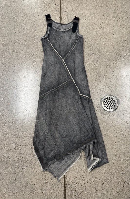 Vintage Jean Paul Gaultier ‘Fringed Raw Seam’ Spiral Cut Denim Dress