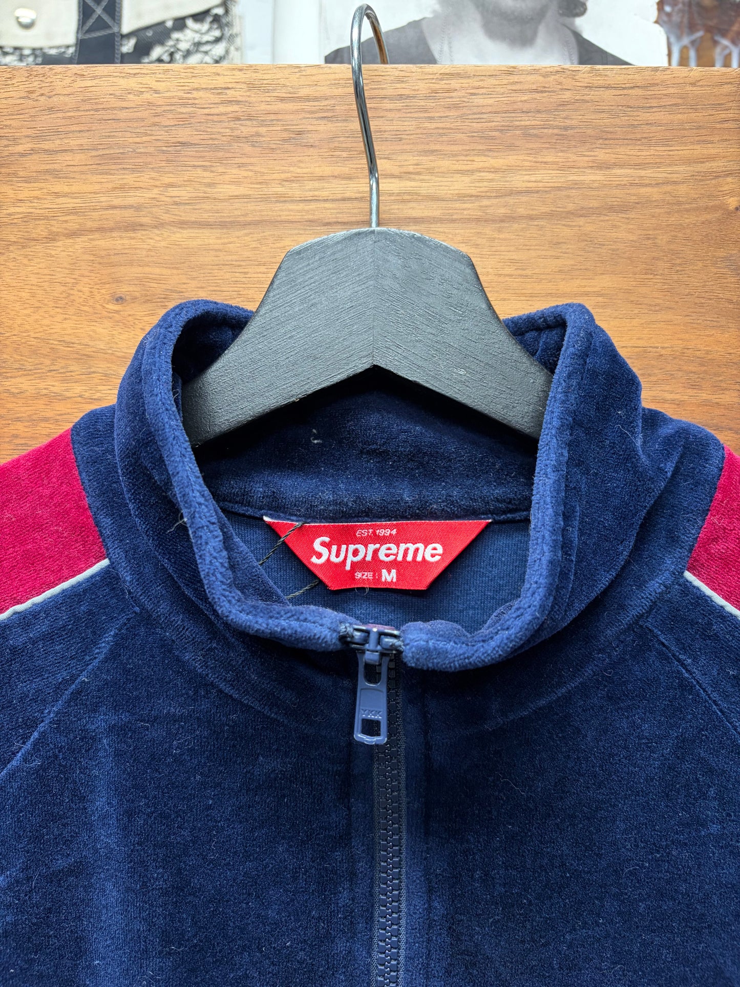 AW2018 Supreme Red/Navy Blue Velour Track Jacket