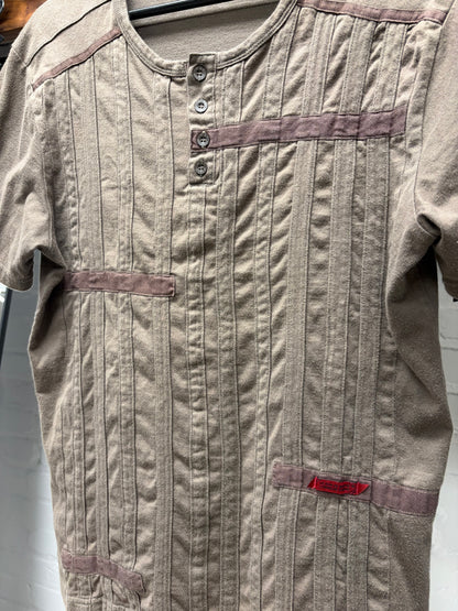 Marithe Francois Girbaud Panelled Brown Short Sleeve Henley