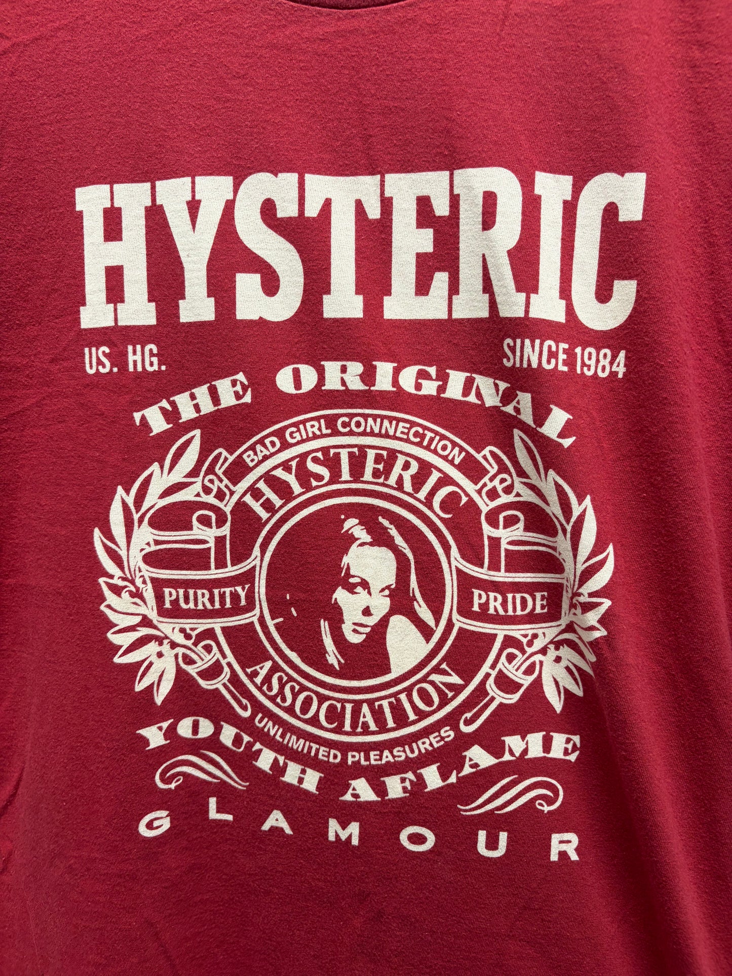 Hysteric Glamour ‘Youth Aflame’ Red/White Crest Graphic T-Shirt