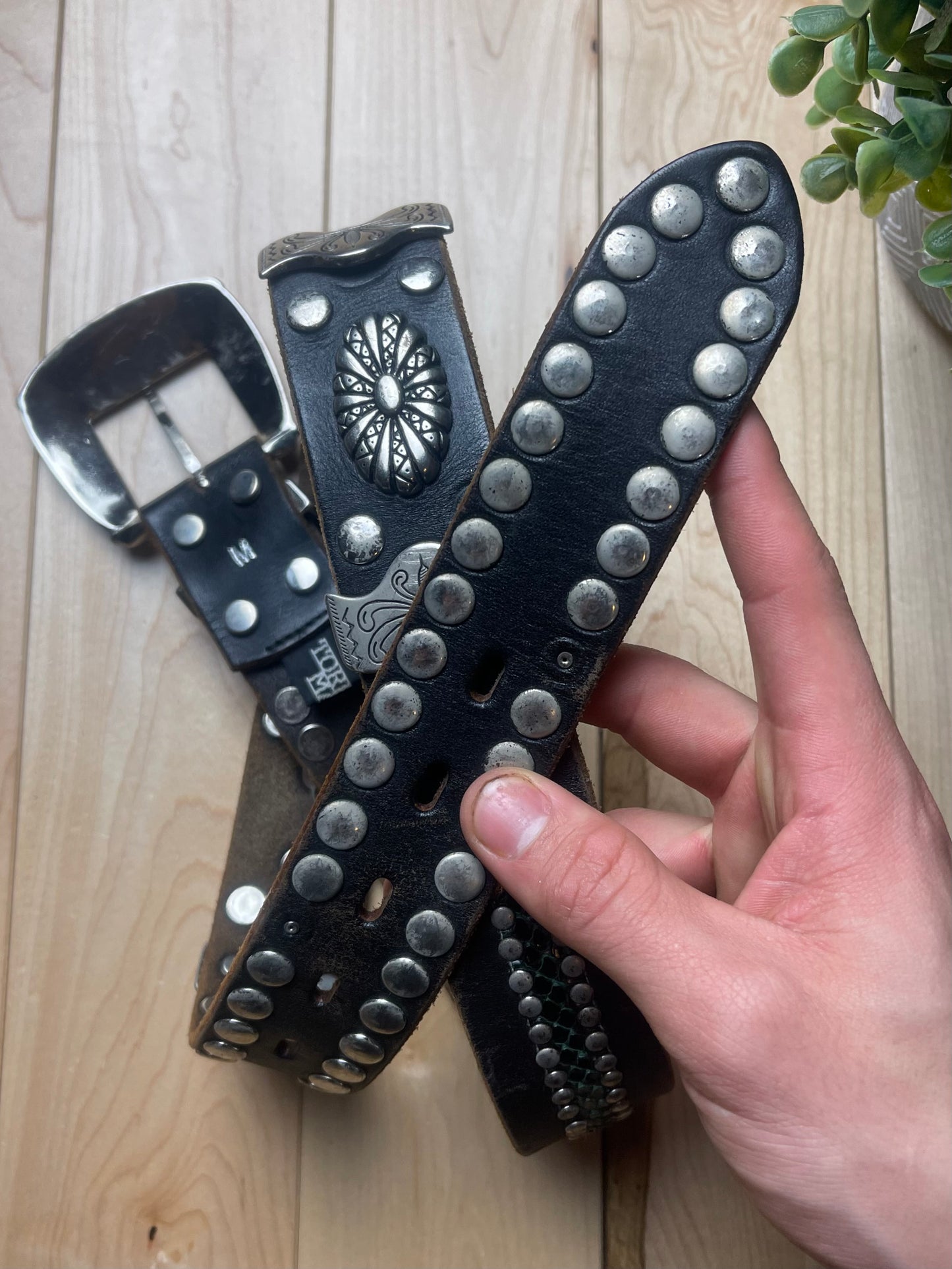 Tornado Mart Studded Black Leather Belt