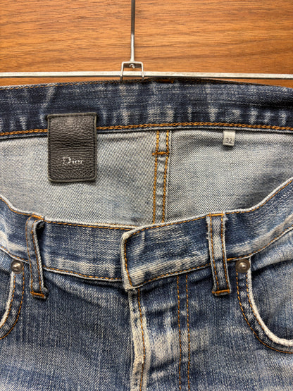 AW2011 Dior Homme ‘Enfold/Unfold’ Distressed Blue Skinny Jeans