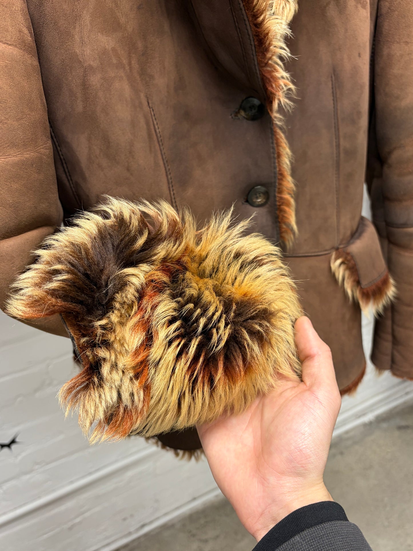 AW1998 Gucci by Tom Ford Genuine Fox Fur Gradient Orange/Brown Suede Jacket