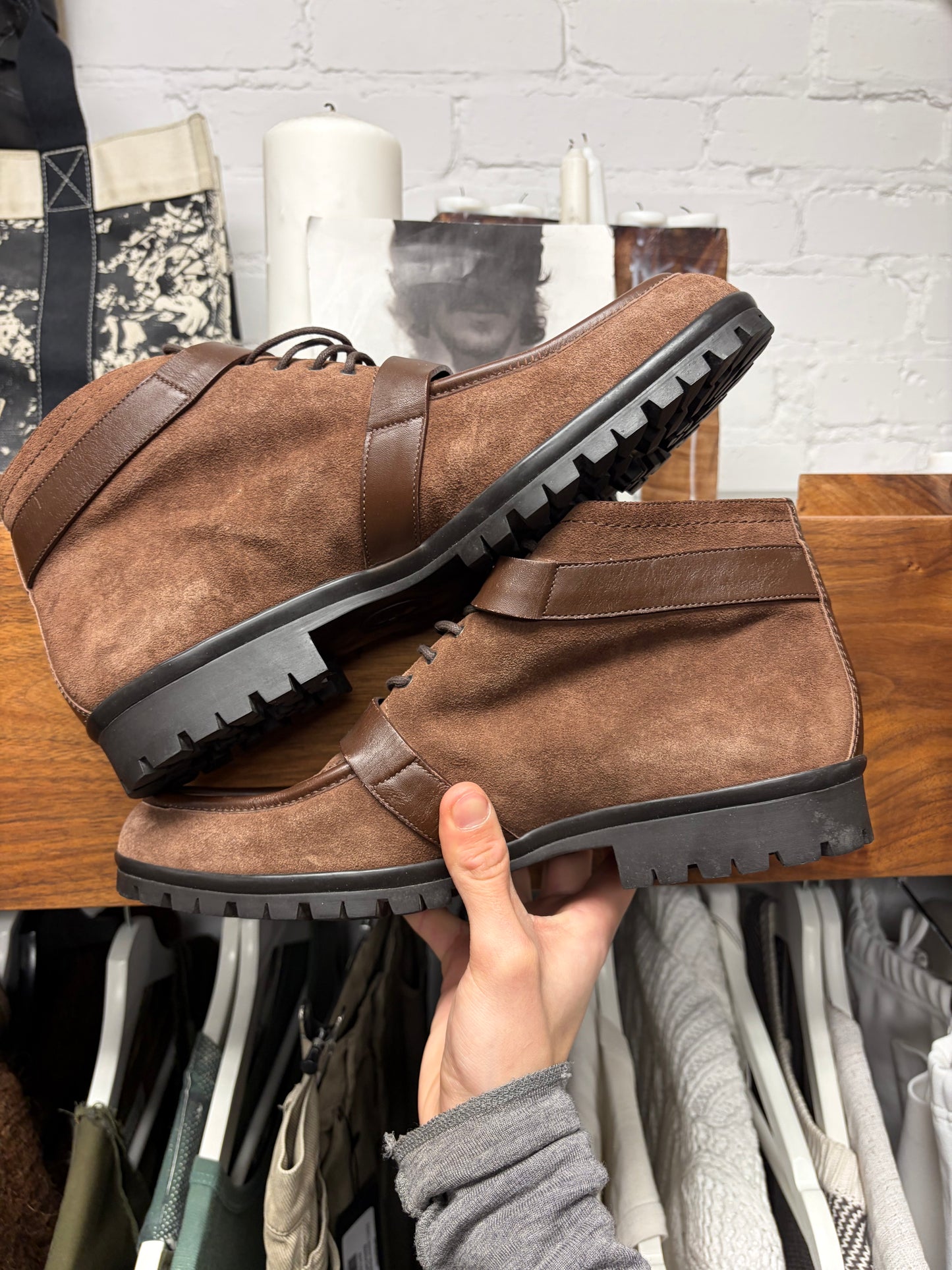 Gucci Leather ‘Buckle Strap’ Brown Suede Ankle Boots