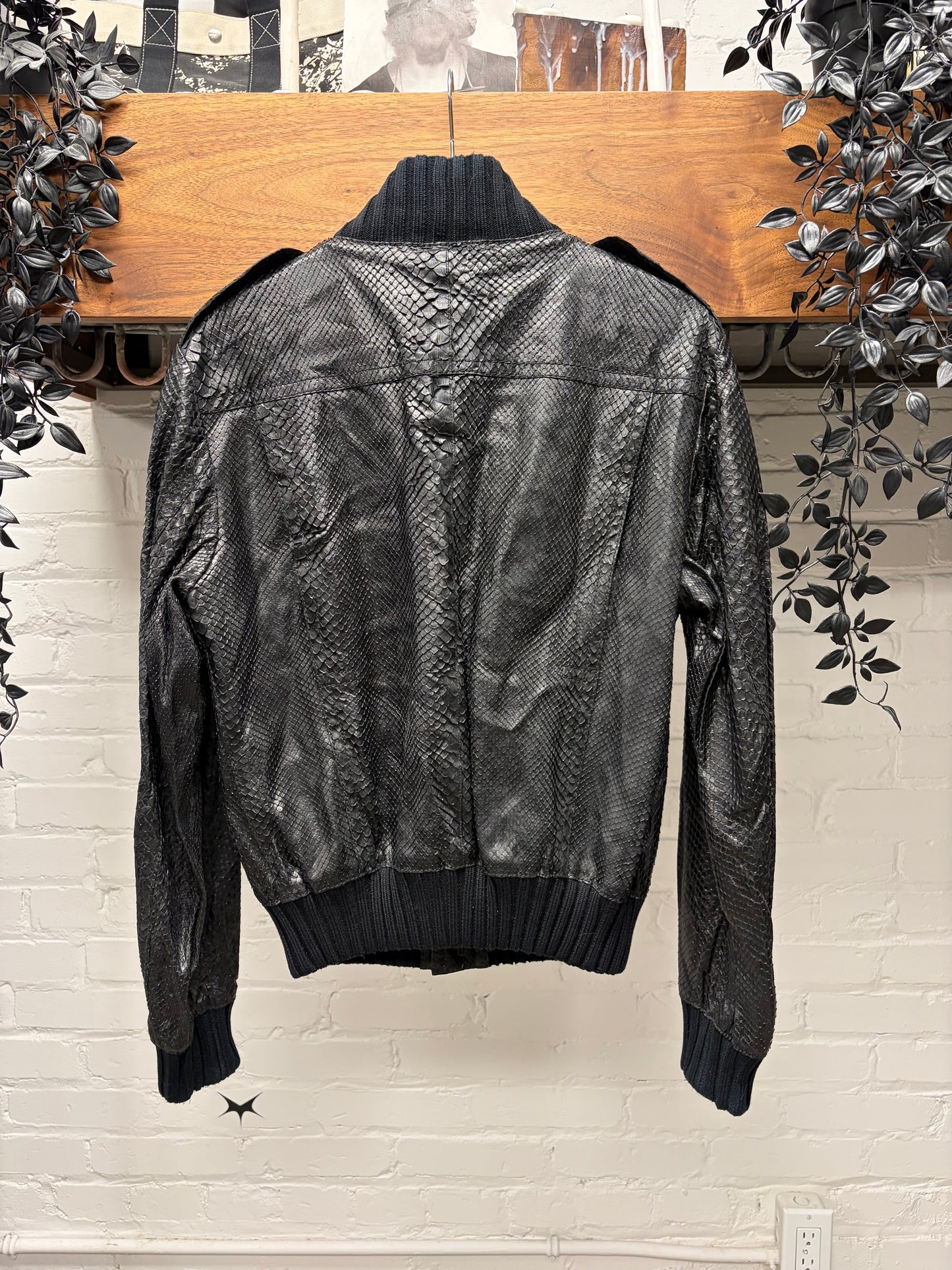 SS2005 Gucci by Frida Giannini ‘Madonna’ Black Genuine Python Leather Bomber Jacket