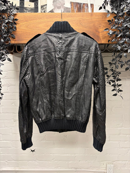 SS2005 Gucci by Frida Giannini ‘Madonna’ Black Genuine Python Leather Bomber Jacket
