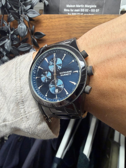 Katharine Hammett ‘Triple Chronograph’ Black/Blue Dial Watch