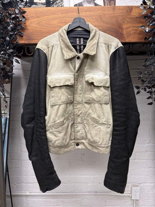 AW2009 Rick Owens ‘Slave’ Dirty Corduroy/Black Leather Hybrid Trucker Jacket