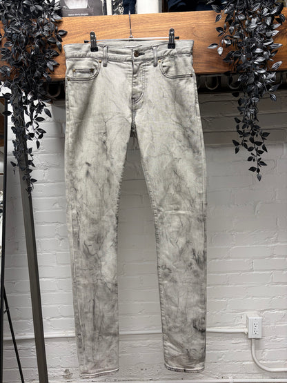 2015 Saint Laurent by Hedi Slimane Unaltered ‘D02’ Acid Wash Grey Skinny Jeans