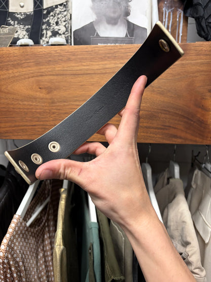 SS2025 Rick Owens ‘Hollywood’ Anthem Gold Leather Cuff Bracelet